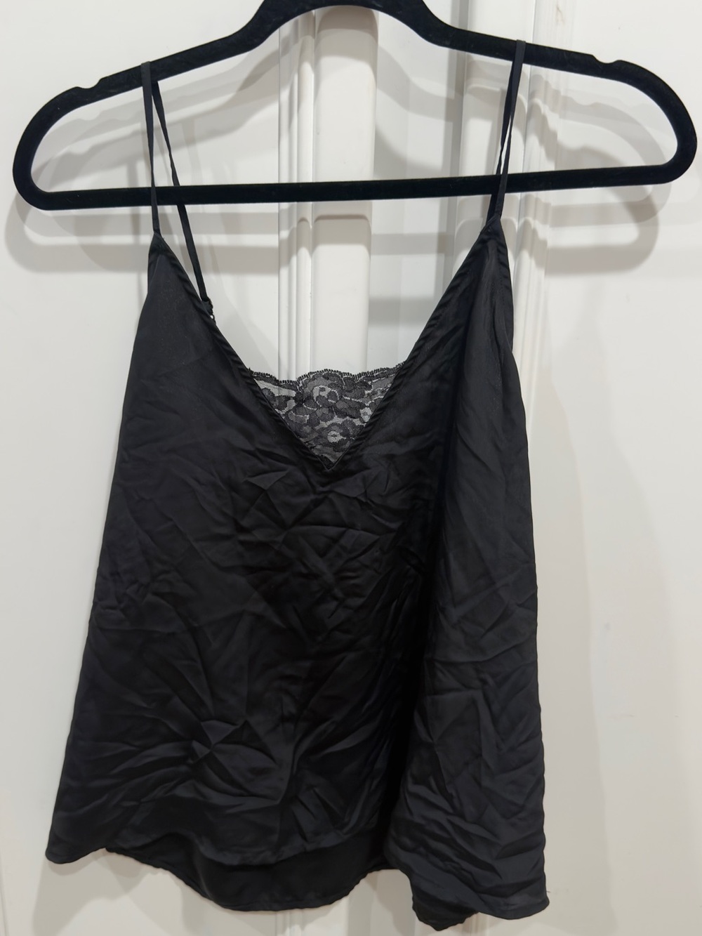 Hollister Y2K Black Lace-Trim Satin Camisole Top - Women